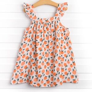 Stitchy Fish Perfectly Peachy Muslin Dress print ruffle cotton toddler girl